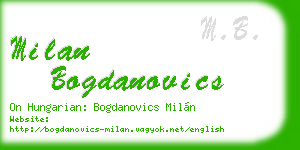 milan bogdanovics business card